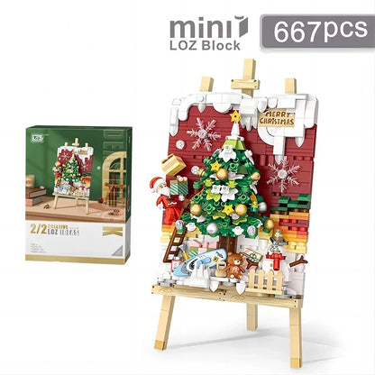 Loz Mini Animals Landscape Drawing Board Building Blocks Christmas Train Puzzle Assembly Model Toy Bricks Children Birthday Gift