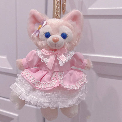 Disney LinaBell Keychain Doll Skirt Plush Toy Bookbag Backpack Cute Pendant Christmas Halloween Gift Pink Plush Fox