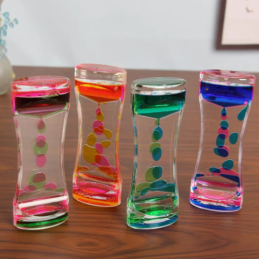 Creative Double Colors Liquid Hourglasses Acrylic Floating Drop Oil Hourglasses Motion Bubbler Timer Anxiety Stress Relief Gifts