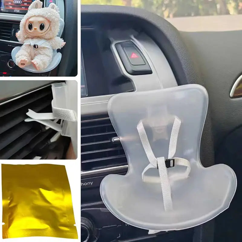 Labubu Car Safety Chair Doll Toy Accessories Car Air Conditioner Air Outlet Aromatherapy Clip Car Safety Seat Ornament No Doll