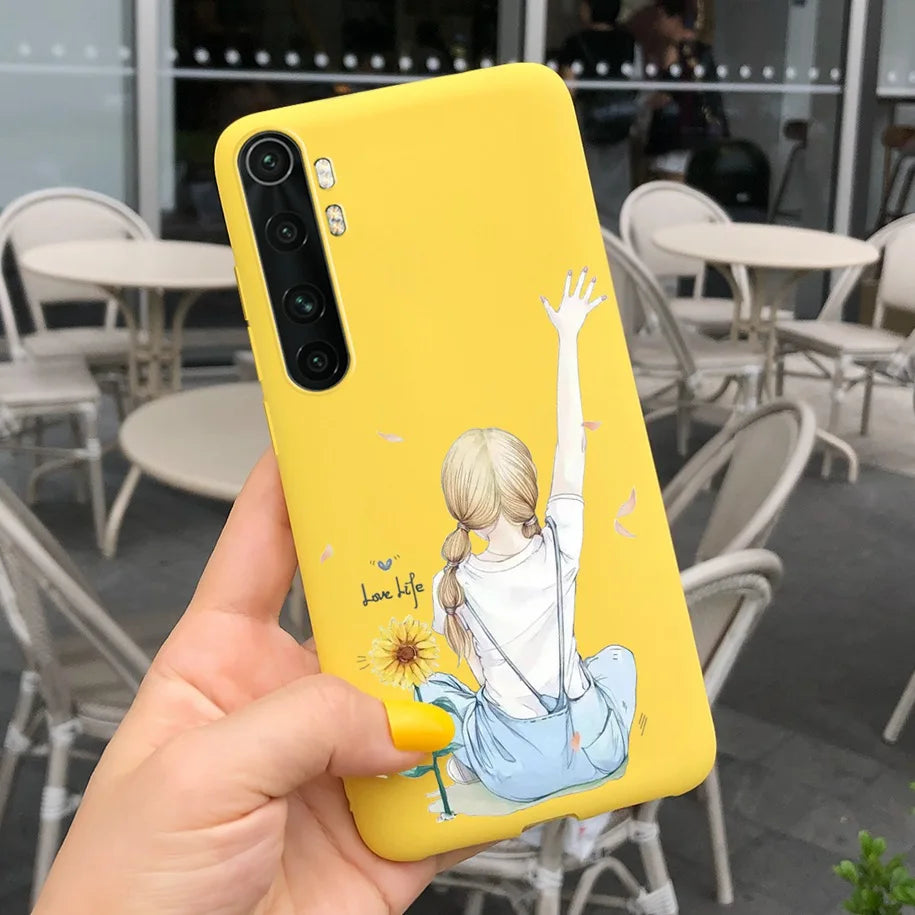 Case For Xiaomi Mi Note 10 Lite Back Cover Protective TPU Silicone Funda Fashion Flower Coque For Xiaomi Note 10 Lite Capa 6.47"