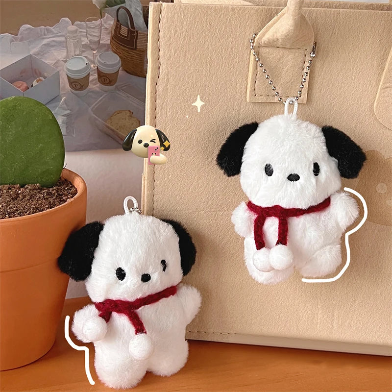 Cute Plush Dog Pandent Keyring For Girls Cartoon Dog Doll Keychain Women Gifts Creative Car Bag Decoration Decor