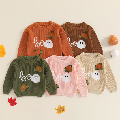 MISOWMNJOY Winter Baby Knitted Clothes for Boys Girls Halloween Sweaters Pumpkin Long Sleeve Crochet Children Pullover Jumper