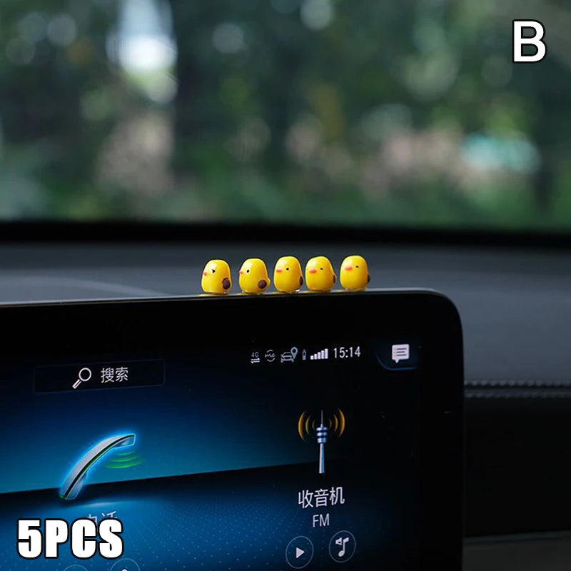 5Pcs Cute Mini Ducks Car Interior Decoration Auto Rearview Mirror Dashboard Ornaments For Woman Man Gift Car Accessories