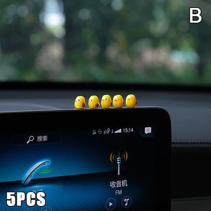 5Pcs Cute Mini Ducks Car Interior Decoration Auto Rearview Mirror Dashboard Ornaments For Woman Man Gift Car Accessories