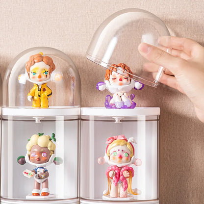 Transparent Acrylic Display Rack, Creative Capsule Rotating Doll Model Decorative Rack, Free of Holes, Wall-Mounted Vertical