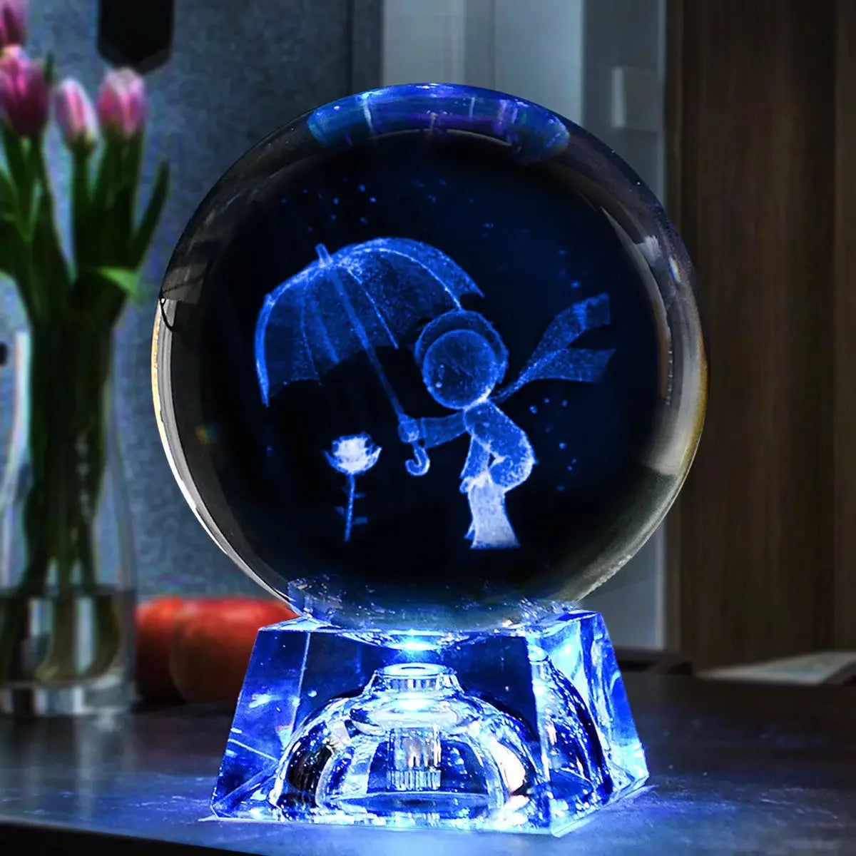 LED Crystal Ball 3D Solar System Planets Crystal Ball Glass Ball Home Decoration Valentine's Day Gift Ornament