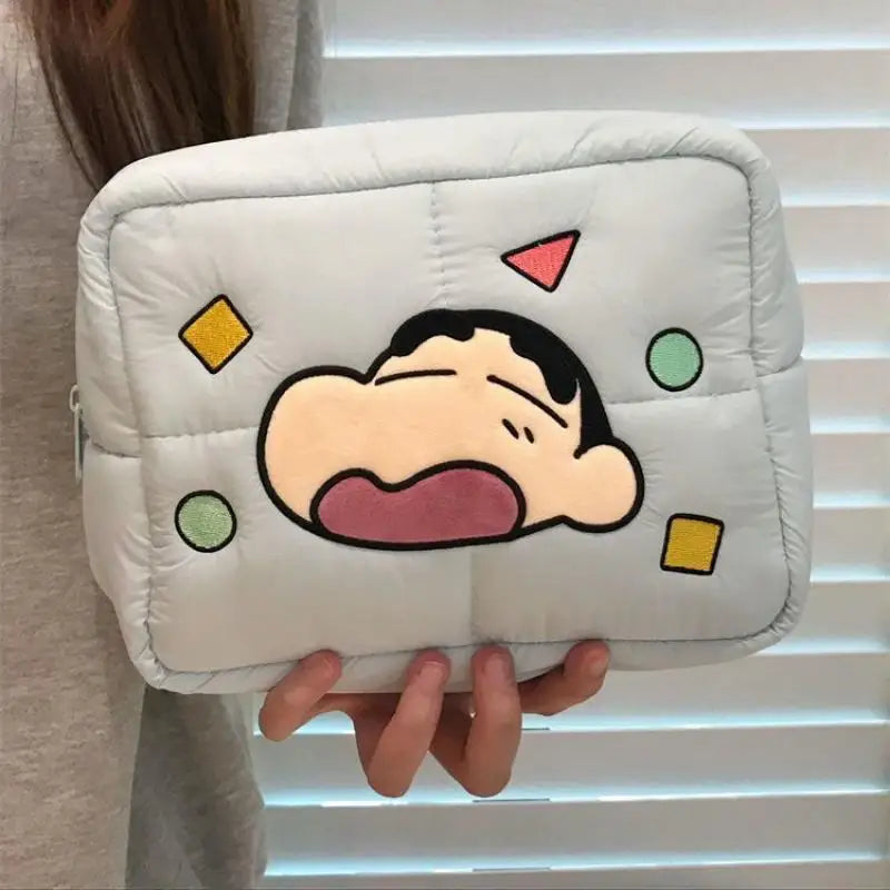 New Cartoon Crayon Shin-Chan Cosmetic Bag Cartoon Travel Carrying Bag Down Large Capacity Storage Toiletry Bag Holiday Gift Toy