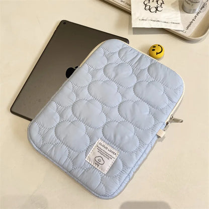 New Cloud Computer Bag Ipad Bag Cotton Large Capacity Storage Embroidery Zip Solid Colour Size 11/13/14 Portable Cute Organizer