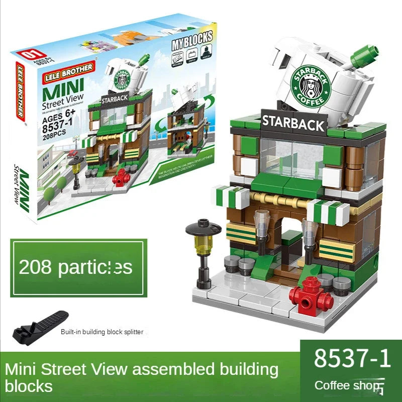 House Building Blocks Mini City Store Street View Snack Street Children's Toys Boys and Girls Gifts Compatible With Lego