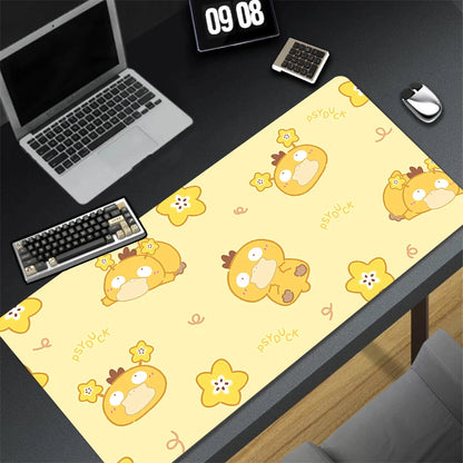 Kawaii Japan Anime Mouse Pad PC Yellow Star Duck Gamer Cabinet Keyboard Rug XXL P-pokemon P-psyduck Mousepad Large Cute Desk Mat