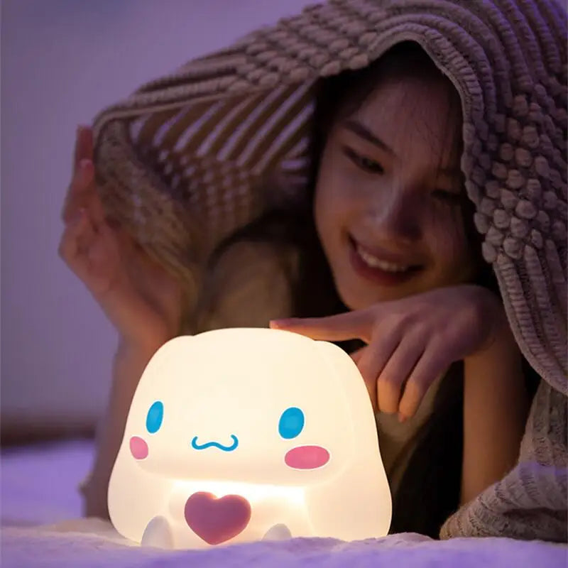 Sanrio Cinnamoroll Night Light Cute Cartoon Girls Soft Silicone Multi-position Tricolor Remote Control Touch Lights Holiday Gift