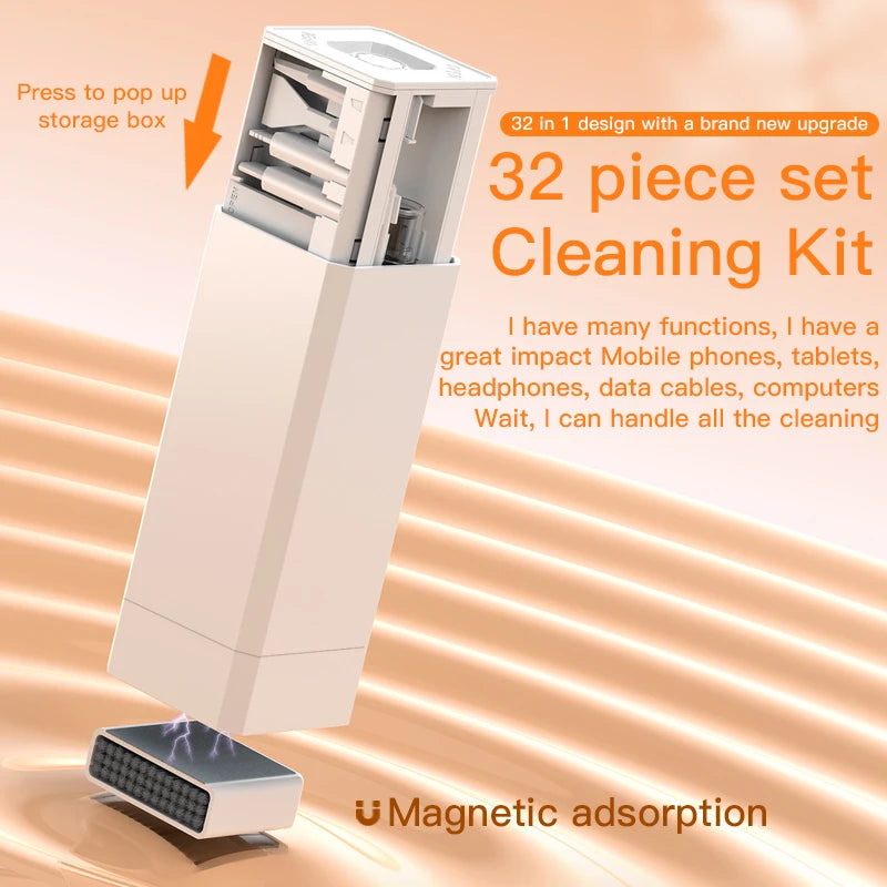 32 in 1 Multifunctional Cleaner Kit Digital Camera Computer Keyboard Cleaning Tools Set Headphones Mobile Phone Clean Brush Pen