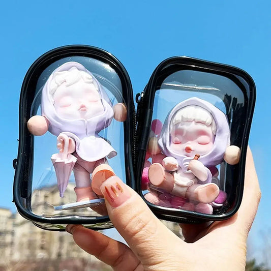 Transparent PVC Mystery Box Organizer Box Keychain Chain Bag Mystery Toy Storage Boxes for Labubu for Popmart Doll Toy