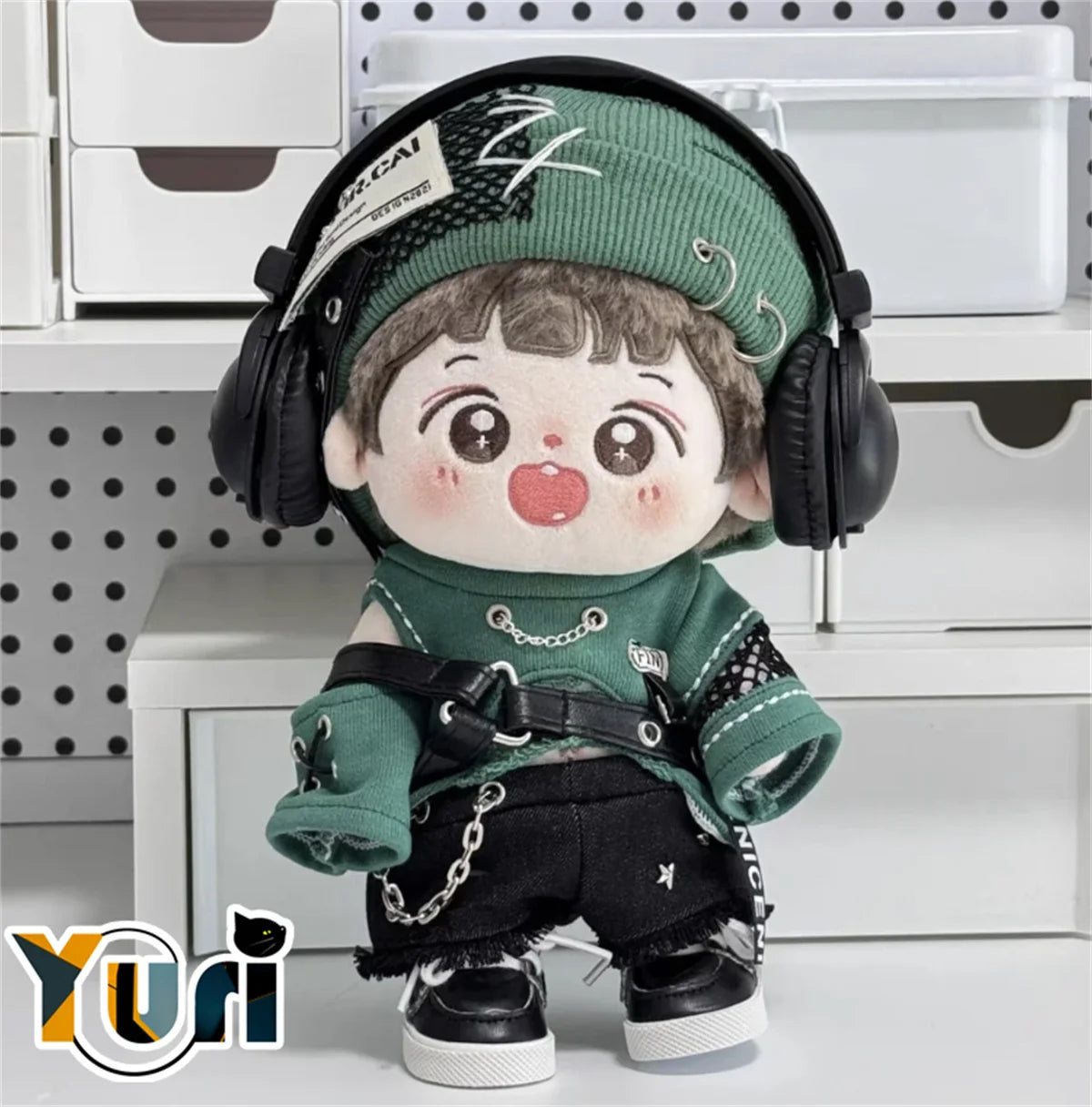 Yuri Green Kpop Rock Hip Hop no attribute Retro Gentleman Clothes Hat Outfit For 20cm Doll Toy Clothing Cosplay Cute Gift C XM