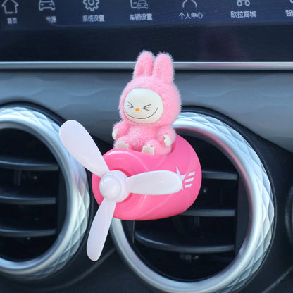 2024 New Anime Labubu Grip Action Creative Aromatherapy Car Interior Air Outlet Mini Airplane Cartoon Decoration New Year Gift