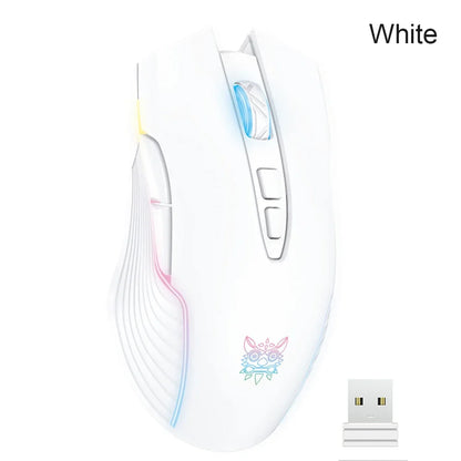 Onikuma 6400 DPI Wireless Gaming Mouse Breathing LED Optical USB 7 Buttons Pink Esport Gamer Computer Mice for Laptop PC CW905