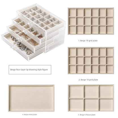 Beige Acrylic Jewelry Box Stud Earrings Earring Ring Necklace Bracelet Ornament Storage Box Jewellery Box