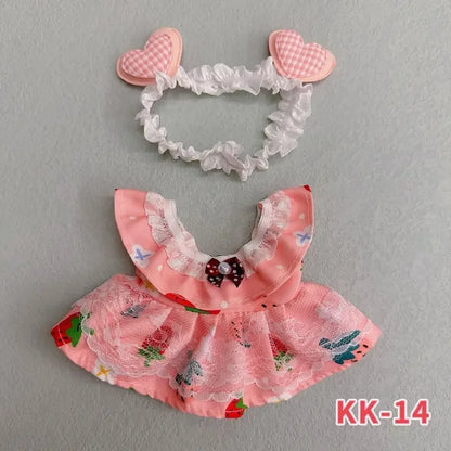 20cm doll replacememt clothes for 17cm Labubu outfit cotton doll cute and sweet Lolita dress  small skirt