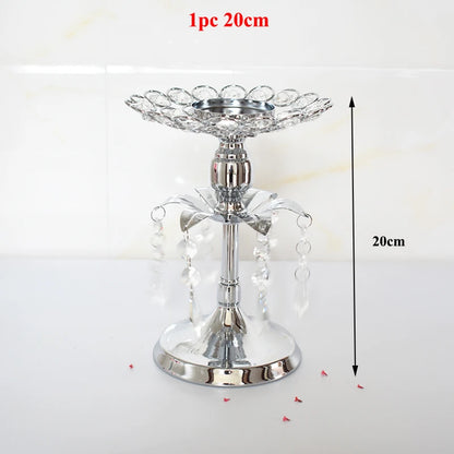 PEANDIM Silver Crystal Candle Holder Wedding Candlestick Christmas Party Table Centerpieces Candelabra Flower Vase Home Decor