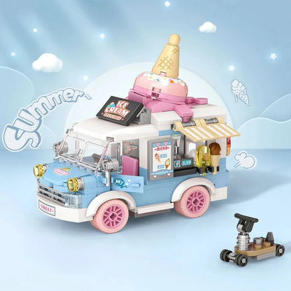 Building Blocks Mini Block City Series Food truck Fruit/Ice Cream shop DIY toy decoration for children Christmas gift 4207-4210