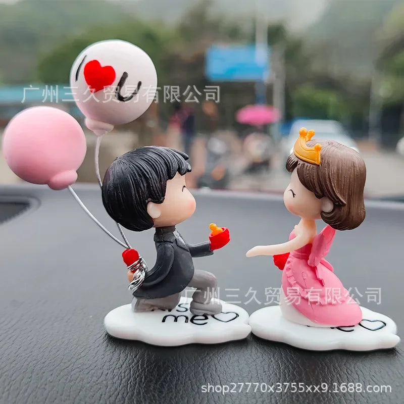 Car Decoration Cute Cartoon Couples Kiss Doll French Romantic Wedding Car Decoration Figurines Ornament Auto Interior Dashboard