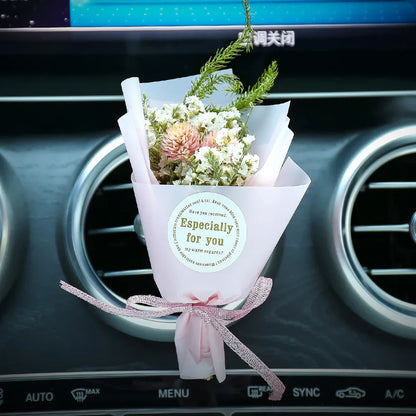 Mini Rose Bouquet Car Air Vent Clip Creative Flowers Mini Bouquet Car Perfume Air Freshener Ornament Car Accessories Interior