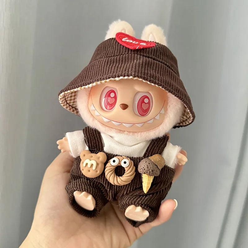 17cm Labubu I II Idol Dolls Cute Mini Plush Doll'S Clothes Korea Kpop Exo Idol Dolls DIY Accessories Pink Skirt Gifts New Style