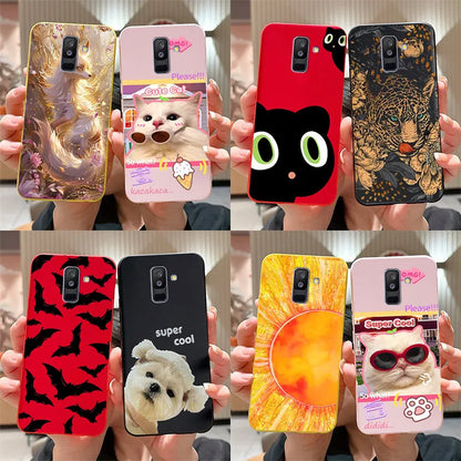 Case For Samsung A6 2018 Cover A 6 A600F Cartoon Cat Fox Soft Silicone TPU Phone Case For Samsung Galaxy A6 Plus 2018 A605F Case