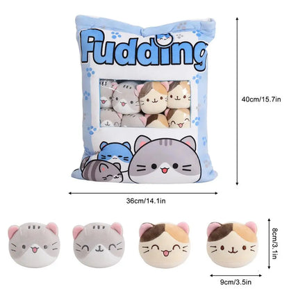 Cute Cat Snack Pillow Pudding Plushie A Bag Of Animal Plush Doll Removable Set Cute Kawaii Birthday Christmas Gift For Kids girl