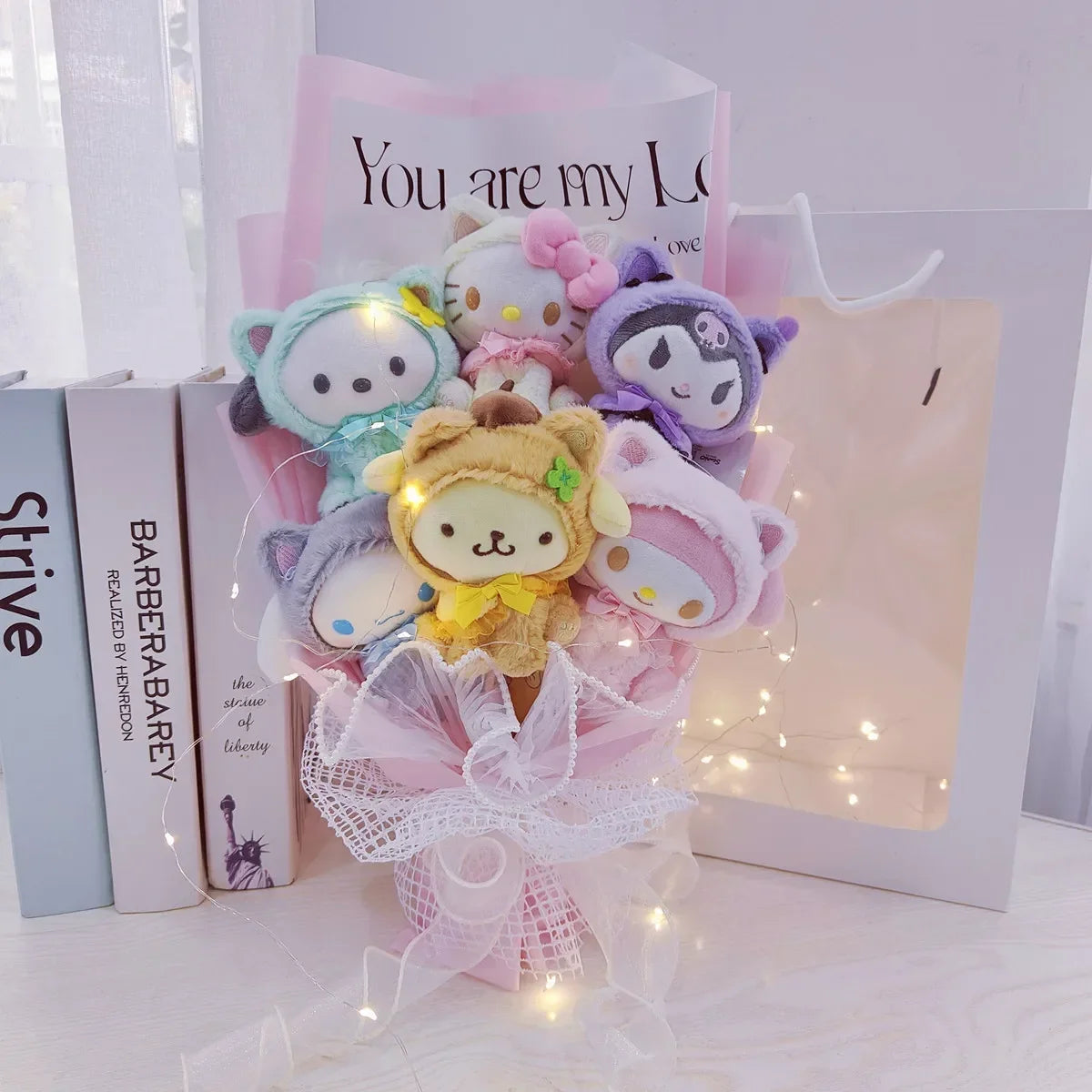 Christmas Gifts Sanrio Plush Cartoon  Bouquet My Melody Kuromi Cinnamoroll Kt Cat Plush Doll Toy Valentine Graduation Gifts