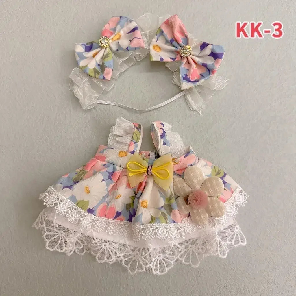 20cm doll replacememt clothes for 17cm Labubu outfit cotton doll cute and sweet Lolita dress  small skirt