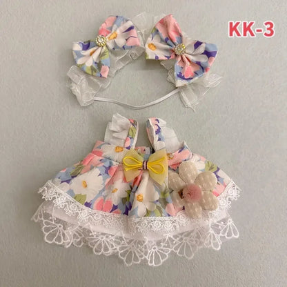 20cm doll replacememt clothes for 17cm Labubu outfit cotton doll cute and sweet Lolita dress  small skirt