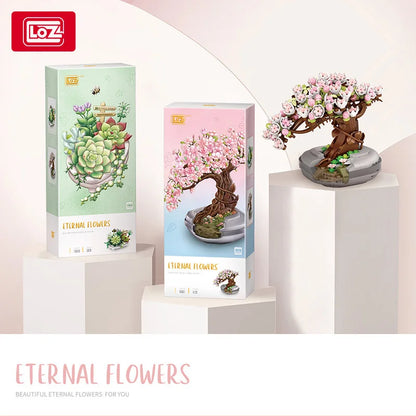 LOZ Plant Series potted Cherry tree potted succulent Rose Eternal Flower bouquet model building blocks for girls and girls