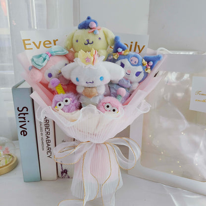 Christmas Gifts Sanrio Plush Cartoon  Bouquet My Melody Kuromi Cinnamoroll Kt Cat Plush Doll Toy Valentine Graduation Gifts