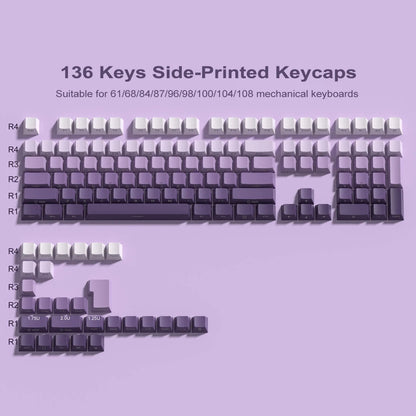 136 Key Side Print Gradient Red Cherry Profile PBT keycaps Double Shot Shine Through Backlit Key Caps For MX Mechanical Keyboard