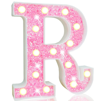 NEW DIY LED Letter Lights Glitter Alphabet Light Up Letter Sign Night Light Gifts Birthday Wedding Christmas Party Decoration