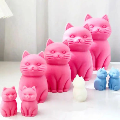 Cute Cat Silicone Candle Mould DIY Stand Pet Soap Resin Making Tool Animal Chocolate Cake Mold Plaster Doll Christmas Gift