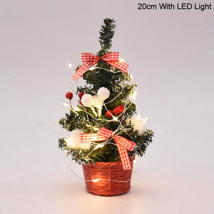 20/30cm Artificial Christmas Tree with LED Light Balls 2024 Christmas Decoration for Home 2025 New Year Gift Xmas Table Ornament