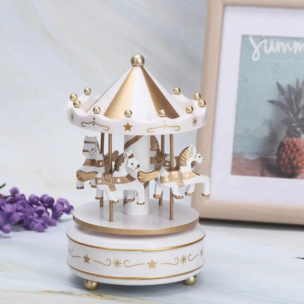 Creative Fantasy Christmas Holiday Decor Carousel Music Box Easy Use Carousel Ferris Wheel Ornaments