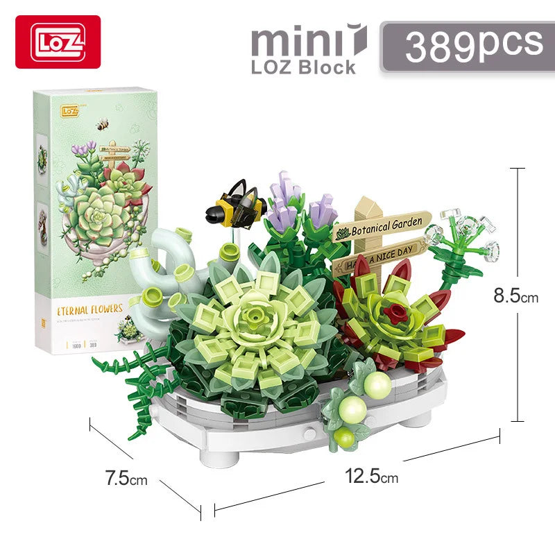 LOZ Plant Series potted Cherry tree potted succulent Rose Eternal Flower bouquet model building blocks for girls and girls