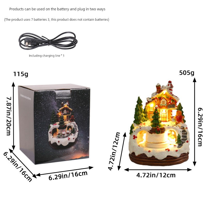 Luminous Music House Decoration Small Train New Arrival Music Box Night Light Cabin Christmas Gifts for Children Toy Girl