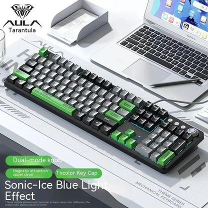 Aula F2088 Pro Mechanical Gaming Keyboard Magnetic Attraction Anti-ghosting 108 Plating Wired Mixed Backlit Keyset For Desktop