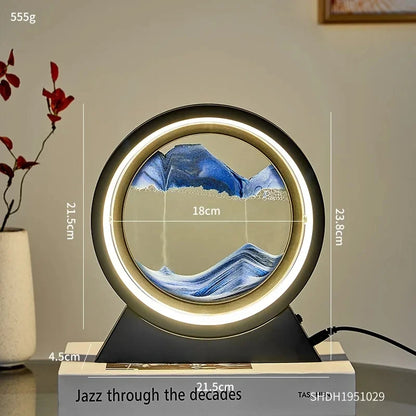 Creative Quicksand Table Lamp Moving Sand Art Picture 3D Hourglass Deep Sea Sandscape Bedroom Lamp for Home Decor Gifts