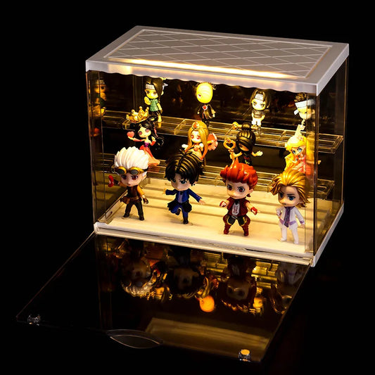 Magnetic storage box with lights, display acrylic cartoon dolls, suitable for POP MART collection, dustproof and waterproof