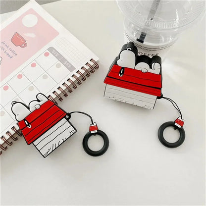 MINISO Snoopy Earphone Case for Airpods Pro 1 2 3 Cartoon Silicone Wireless Bluetooth Earbuds Protective Cover With Lanyard Gift