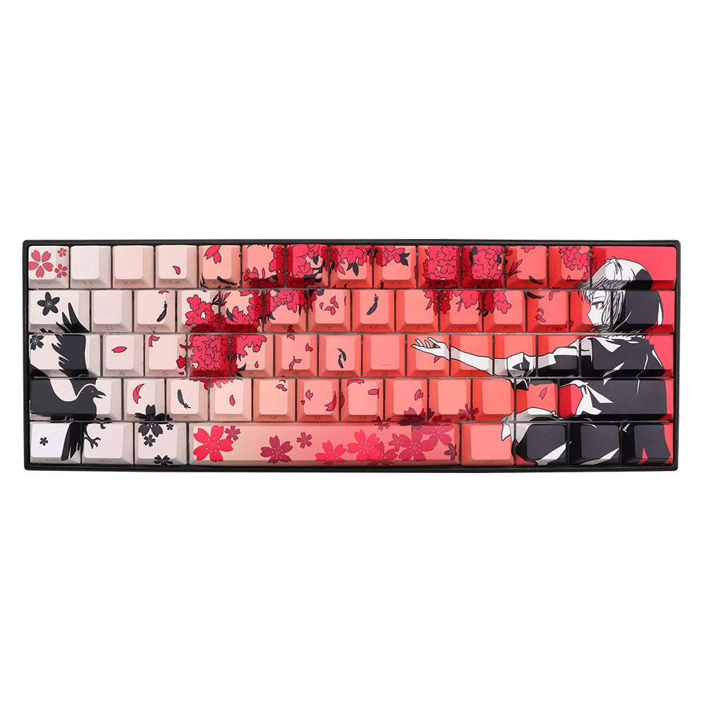 136 Key Raven Sakura PBT Double Shot Side Print Shine Backlit keycaps For MX Mechanical Keyboard 108 96 87 NJ80 84 68 64 61