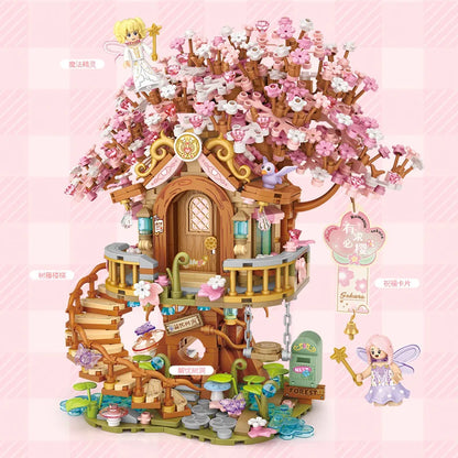 LOZ Cherry Blossom Building Block Toys Beautiful Tree Flowers Fairies Friends Sets DIY Assembly Bricks Toys For Girls Gifts Kids