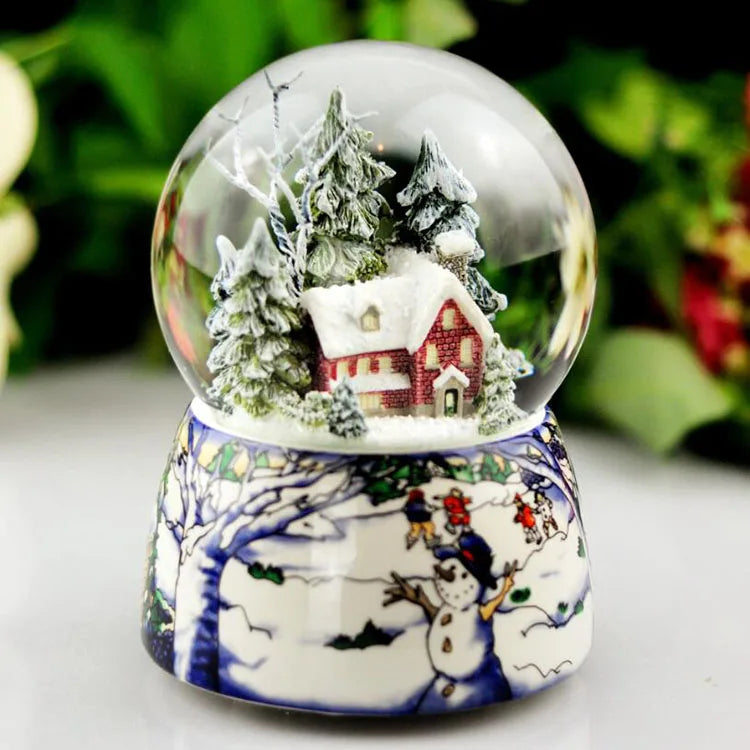 Custom animated Led lighted house Christmas spinning water globe