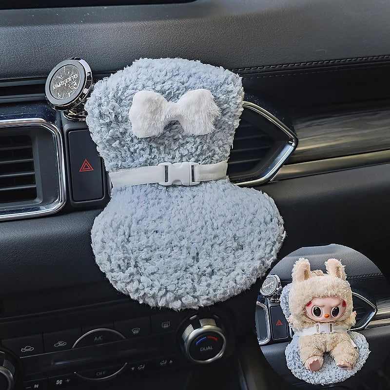 Car Aromatherapy Vent Decoration Clip Doll Seat Dollhouse Accessories Seat With Seat Belt Labubu Doll Accessories